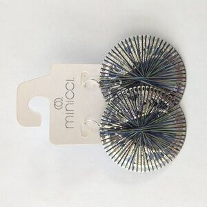 🌻 Minicci Silver Tone Green and Blue Thread Disc Earrings